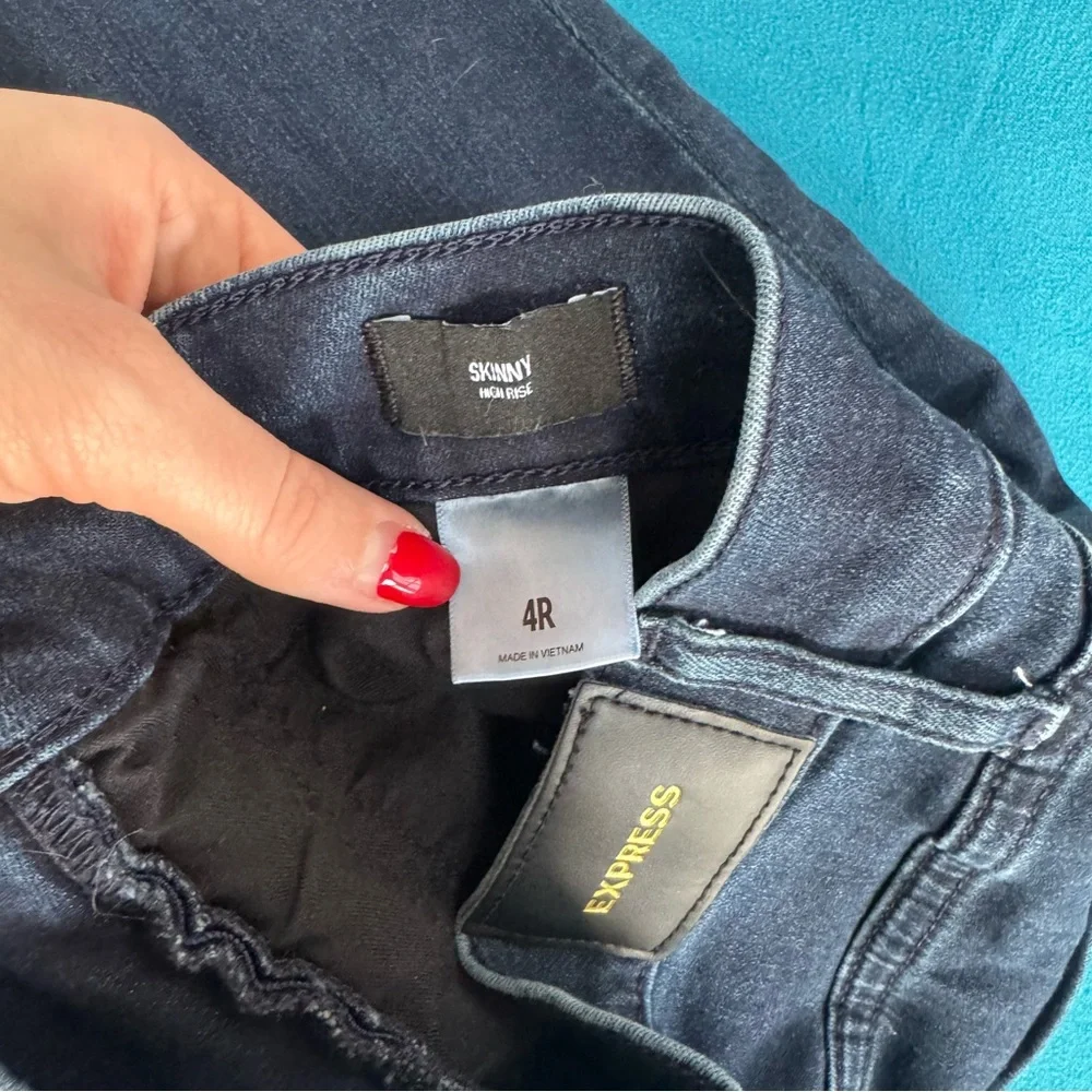 Express Midnight Blue Distressed Skinny Jeans - Picture 2 of 3